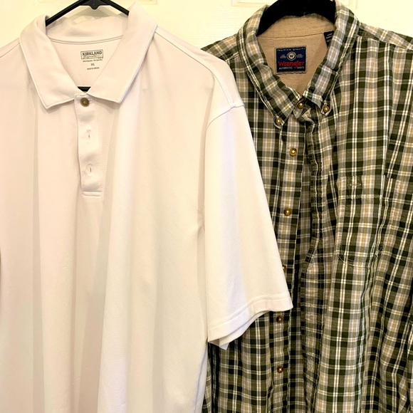 2 pack of men’s short sleeve shirts 2XL Kirkland/ wrangler bundle EUC - Picture 2 of 4